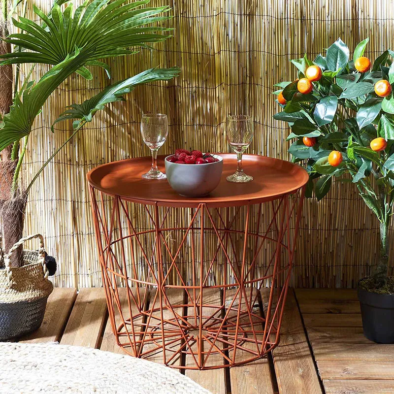 Table filaire Métal Terracotta - Ø50cm-1