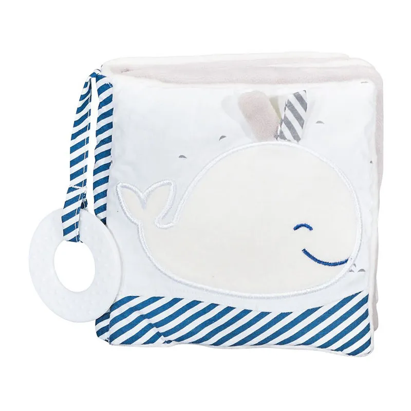 Livre d'éveil Baleine Bleu/Blanc - 15x15x6cm-0