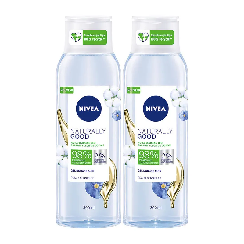 2 Gels douche Fleur de Coton flacon Naturally Good - 2x300ml - NIVEA-0