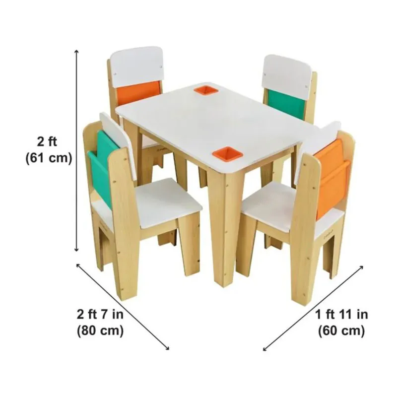 Set Table + 4 Chaises Bois Gris cendré - 4+-6