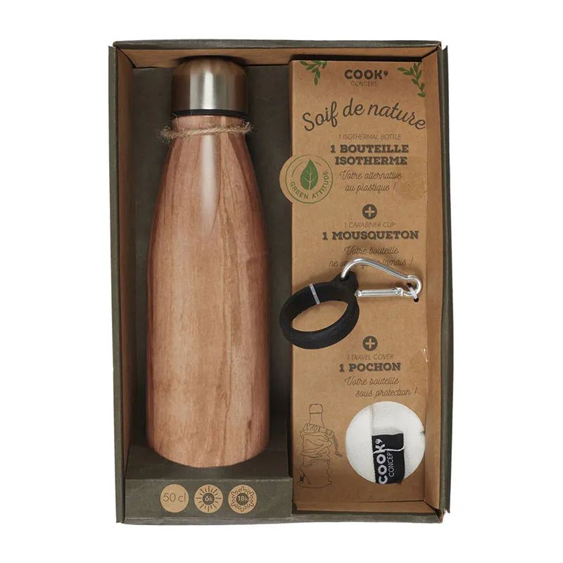 Coffret bouteille isotherme effet Bois - 6,5x25,2cm-2