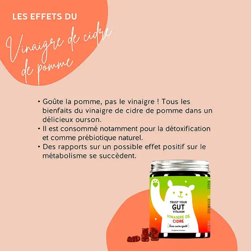 Trust your gut Vinaigre de cidre Bien-être intestinal/Detox - 60 Gummies-2