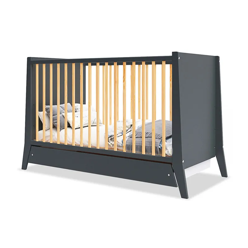 Lit Bébé évolutif Timeo Gris/Bois - 60x120cm-2