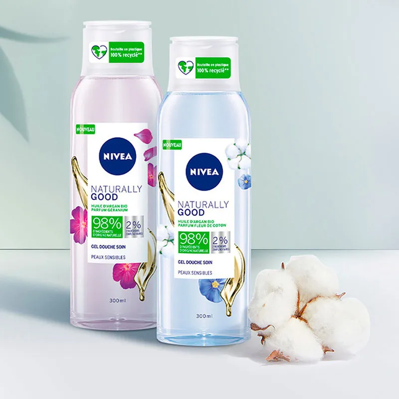 2 Gels douche Fleur de Coton flacon Naturally Good - 2x300ml - NIVEA-2
