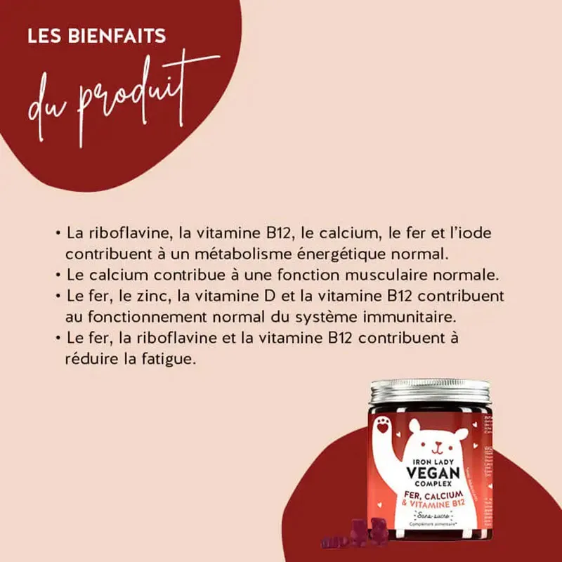 Iron Lady Vegan Complex Fer & Vitamine B12 - 60 Gummies-2