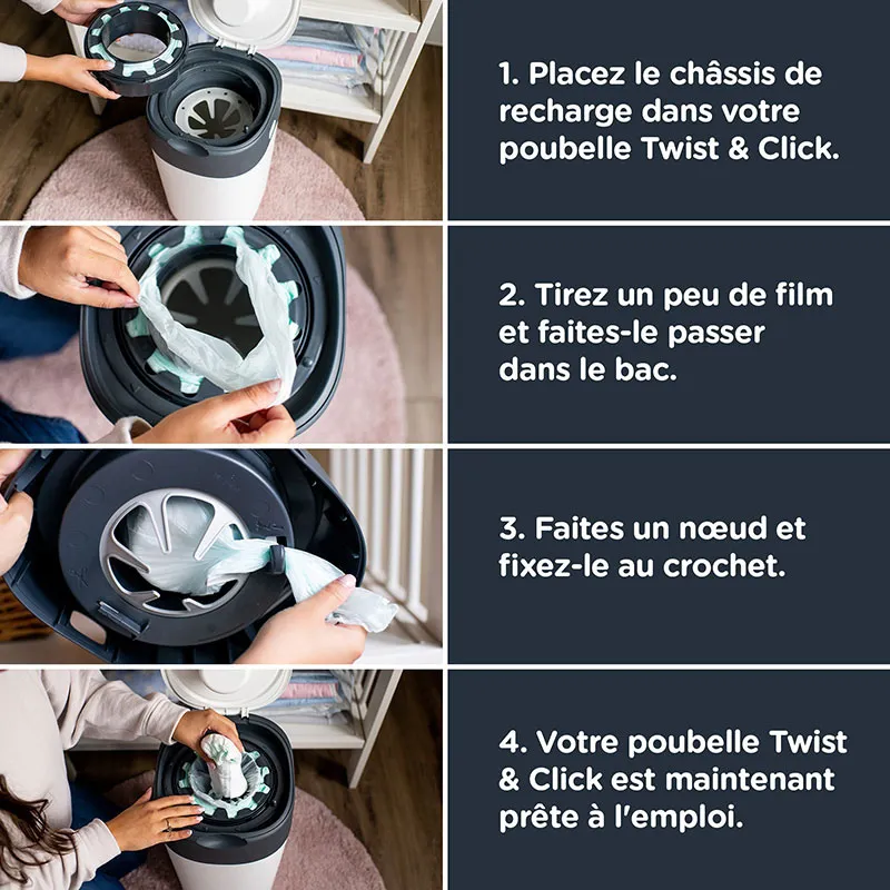 Poubelle à couche Twist & Click + 13 recharges - Rose-6