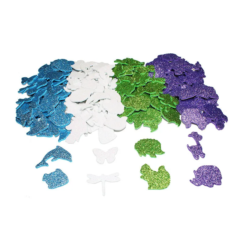 Gommettes mousse EVA pailletée Animaux 200pcs - 3+-0