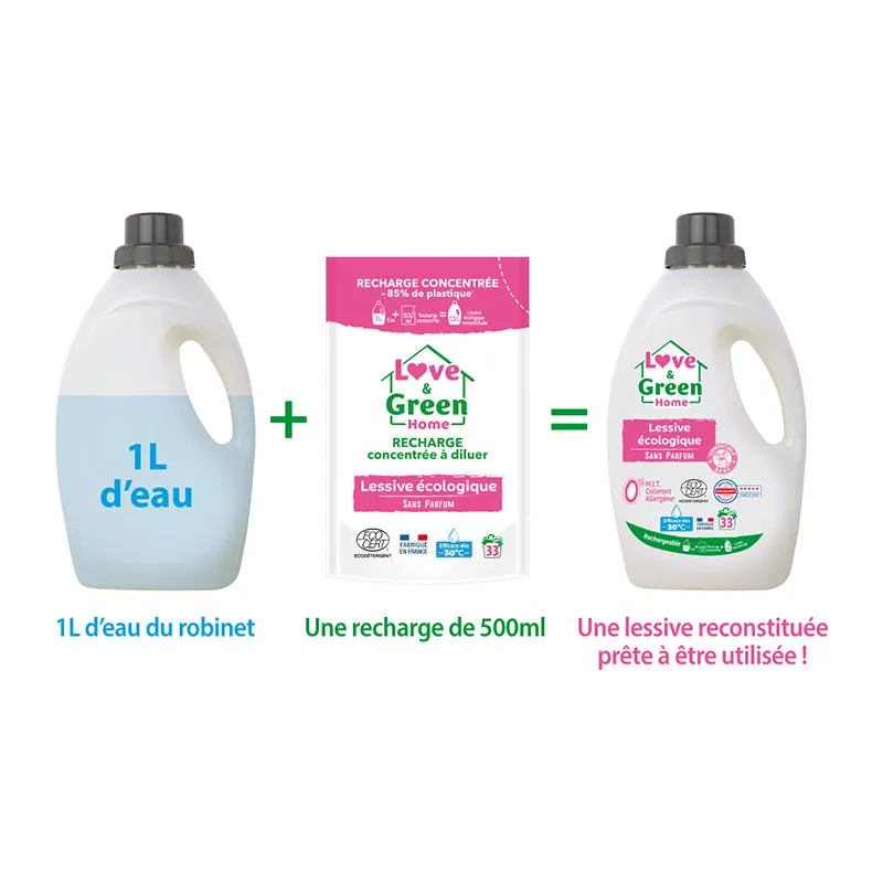 3 Lessives écologique rechargeable Sans parfum hypoallergénique - 3x1,5L-3