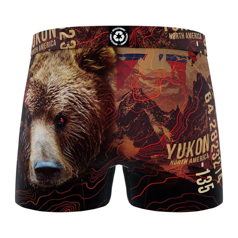 4 Boxers polyester recyclé Homme Animal Sauvage - Rouge/Noir/Bleu-9