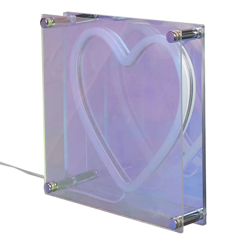 Lampe acrylique LED effet Néon Cœur - 18x18x3cm-2