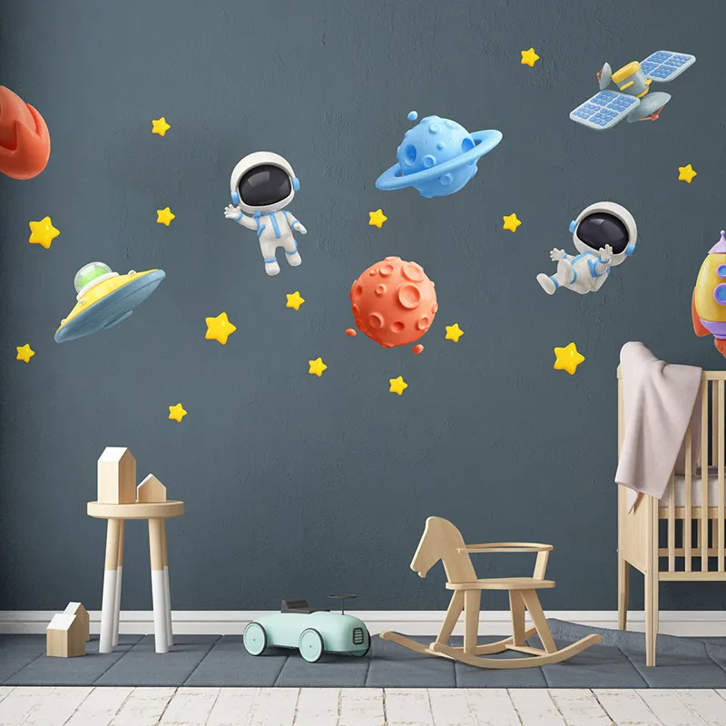 Stickers - Astronautes dans l'espace effet 3D-1