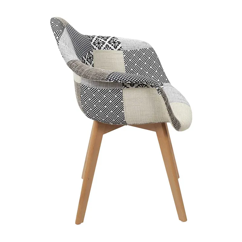 2 Fauteuil patchwork Gris - 59x85x63cm-4