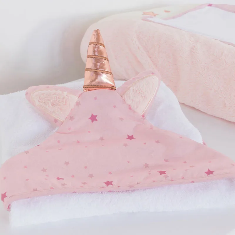 Sortie de bain + gant Jolly la Licorne - 75x75cm-3