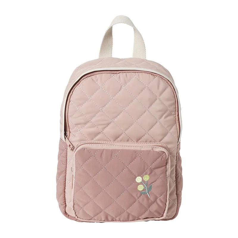 Sac à dos matelassé maternelle fille - Rose Pâle-0