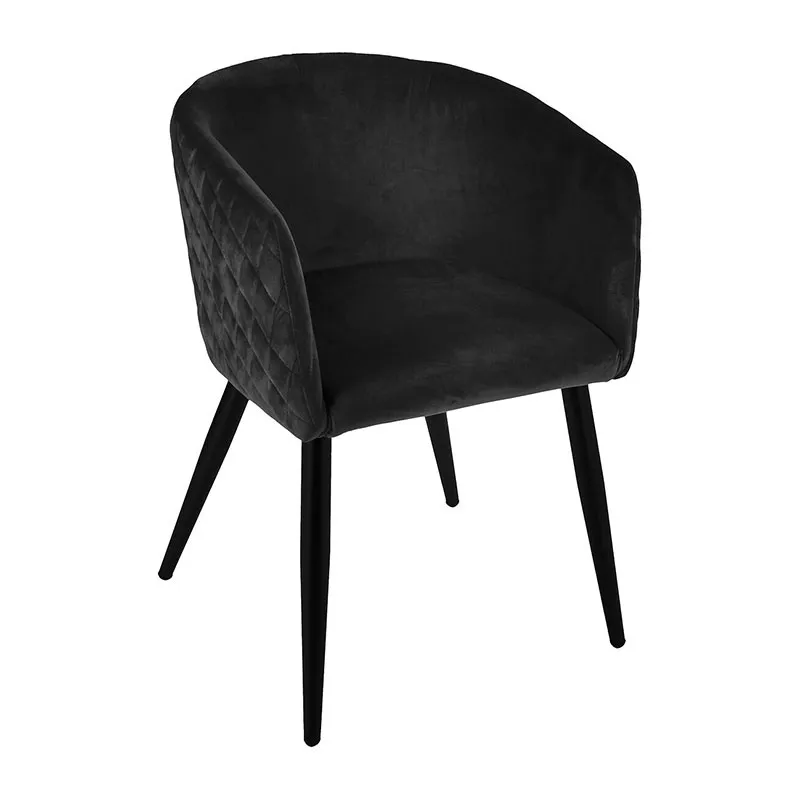 Fauteuil diner velours Marlo Noir - 55x55x76cm-0