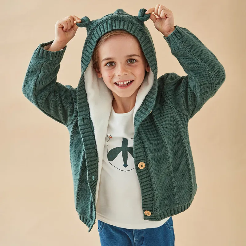 Mantelet tricot Ourson - Vert-0