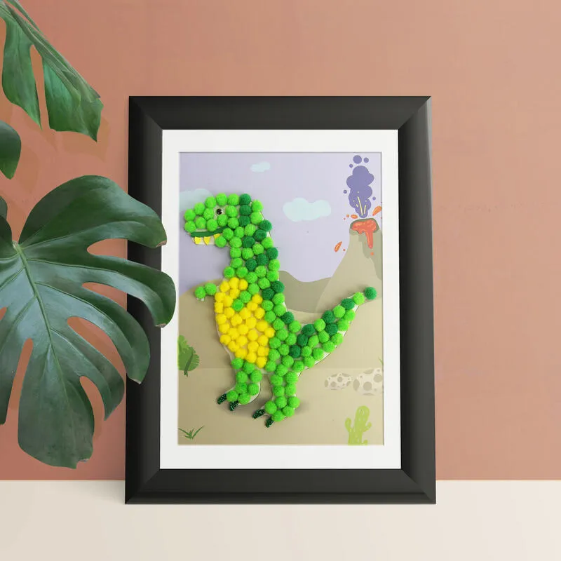 Kits tableau pompons Perroquet/Dino/Lion - 15x21cm-7