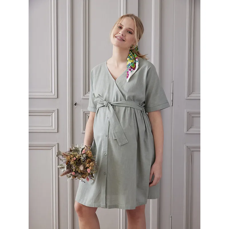 Robe courte de grossesse/allait - Vert-6