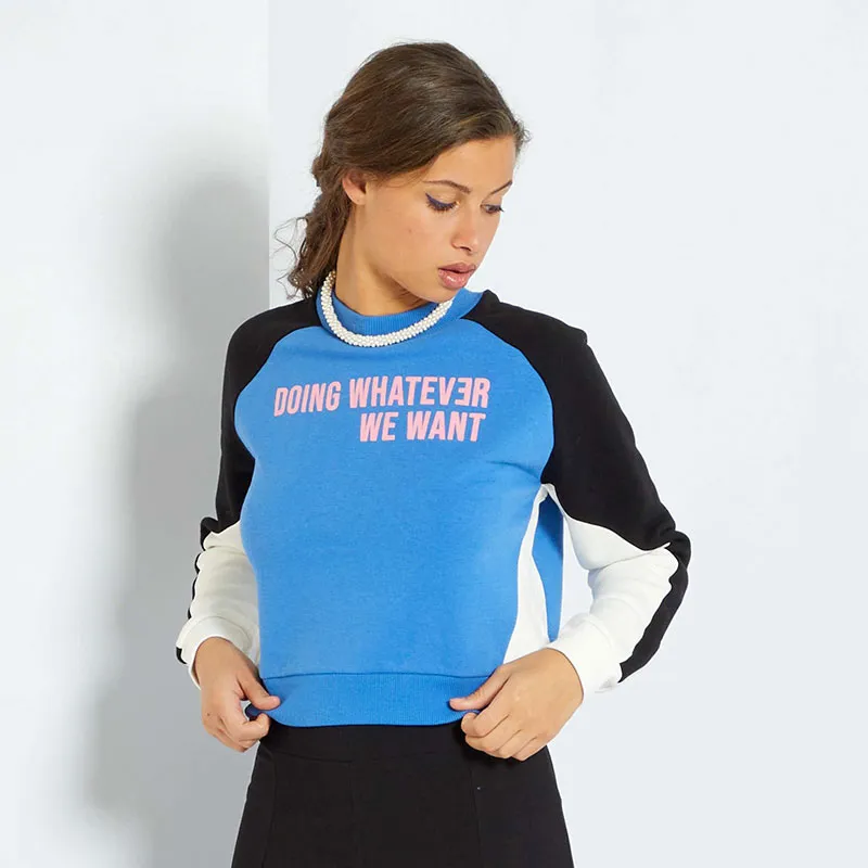 Sweat Whatever Kiabi - Bleu/Noir-0
