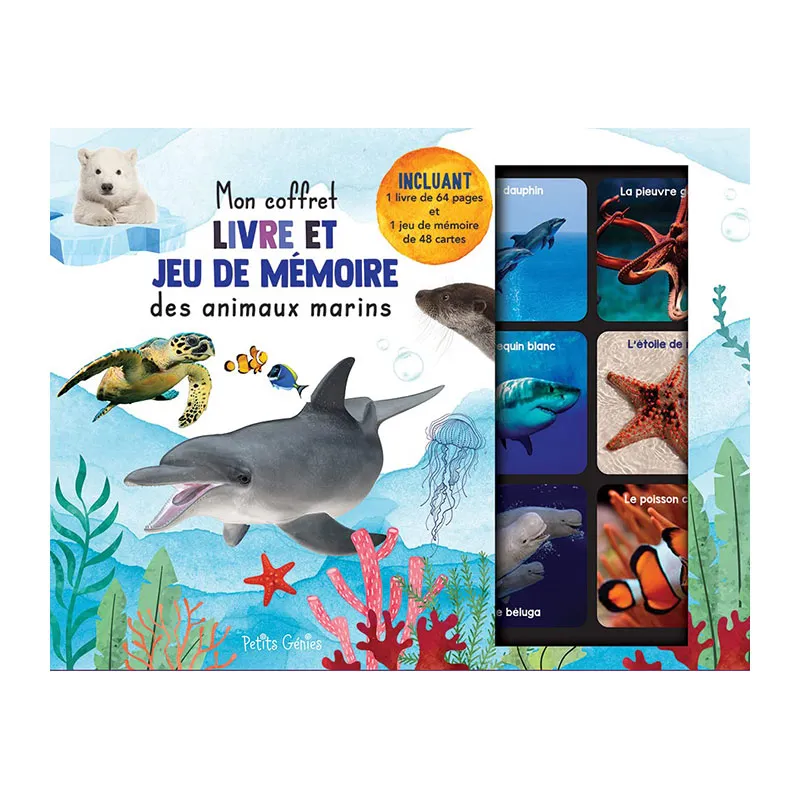 Mon coffret livre & jeu de mémoire des Animaux marins - 3+-0