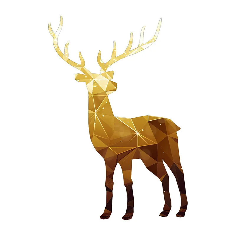 Stickers - Cerf origami doré-2