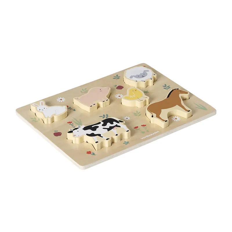 Puzzle tactile animaux en bois - Beige - 10m+-3