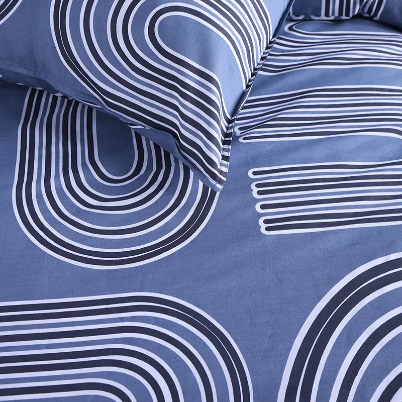 Parure 2pcs Coton Sunshine Arc en ciel Bleu - 140x200cm-2