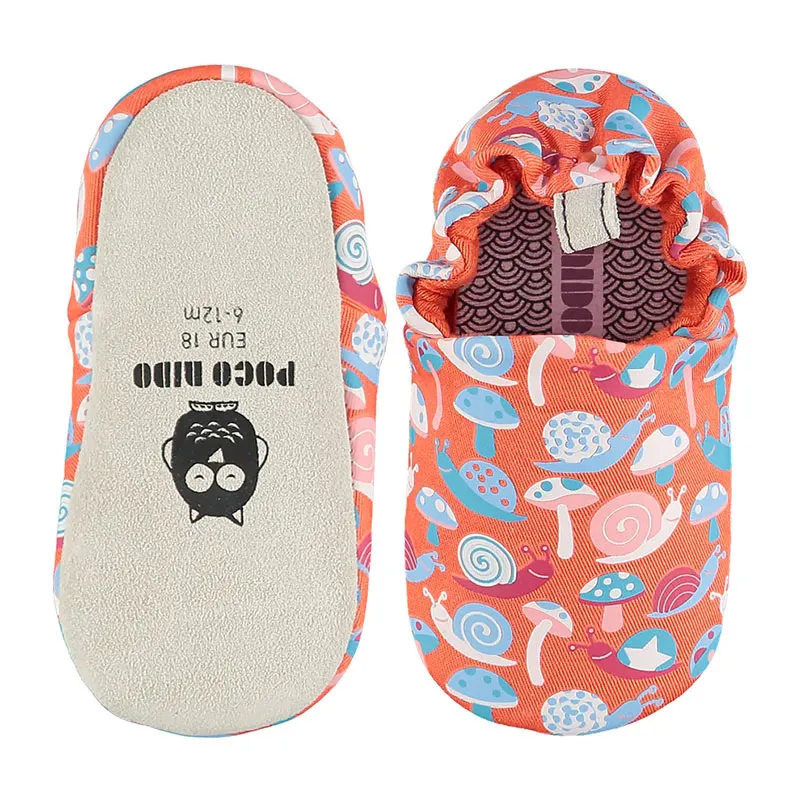 Chaussons Mini Shoes Escargot COTON - Orange/Bleu - POCO NIDO-1