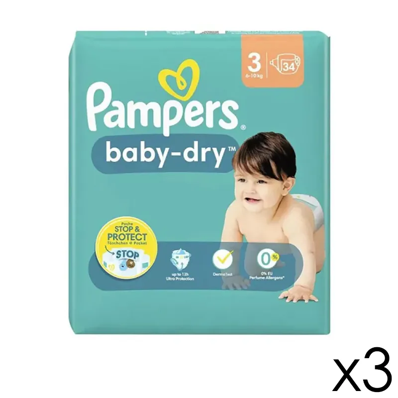 Couches Pampers Baby Dry T.3/6-10kg - 3x34-0