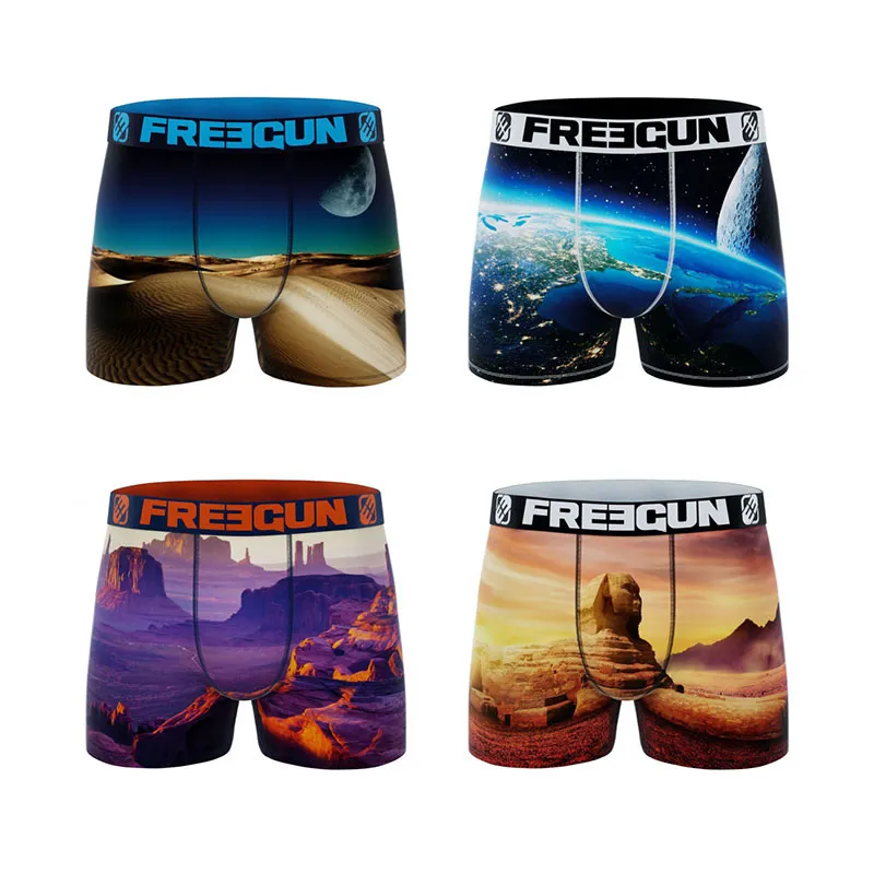 4 Boxers Garçon Landscape Freegun - Bleu-0