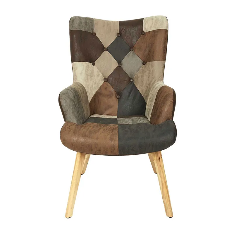 Fauteuil Helsinki Patchwork Marron - 65x100x74cm-2