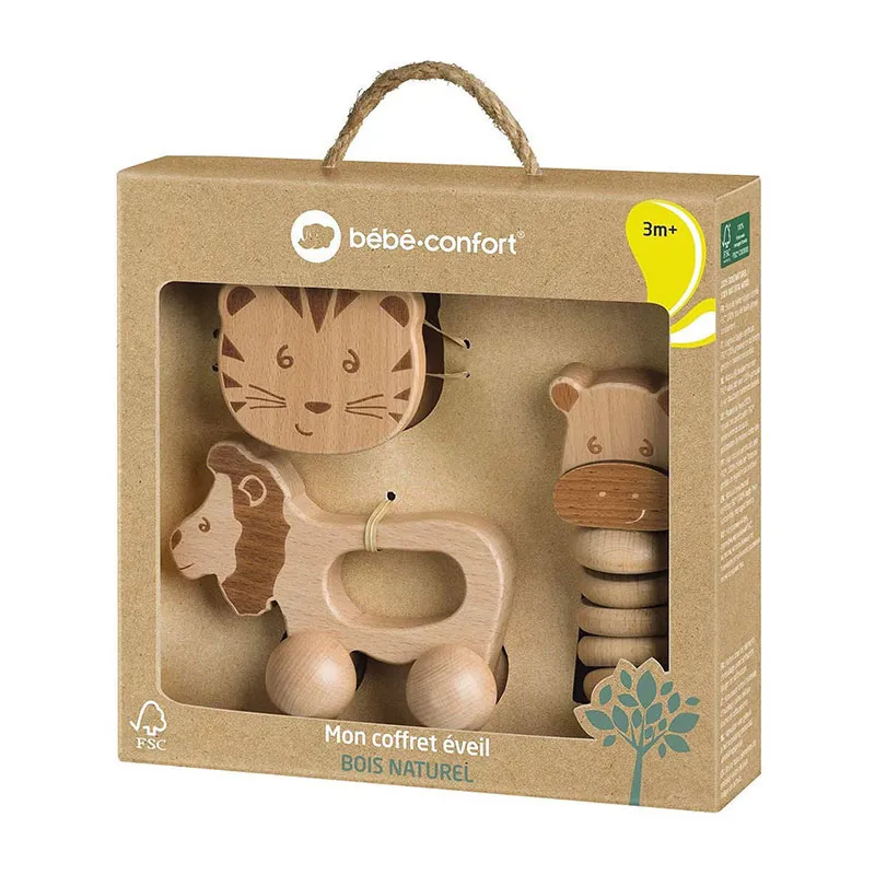 Coffret Jeux d'éveil Bois Safari 3pcs - 3m+-1