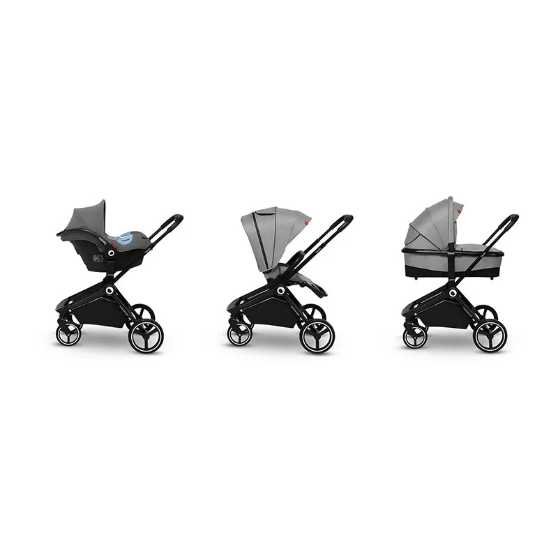 Trio Poussette Mika + Nacelle + Cosy Gr.0+ - Grey Stone-1