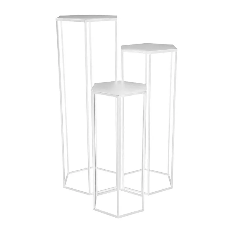 3 Tables d'appoint Gigogne Métal Blanc - 60/75/90cm-1