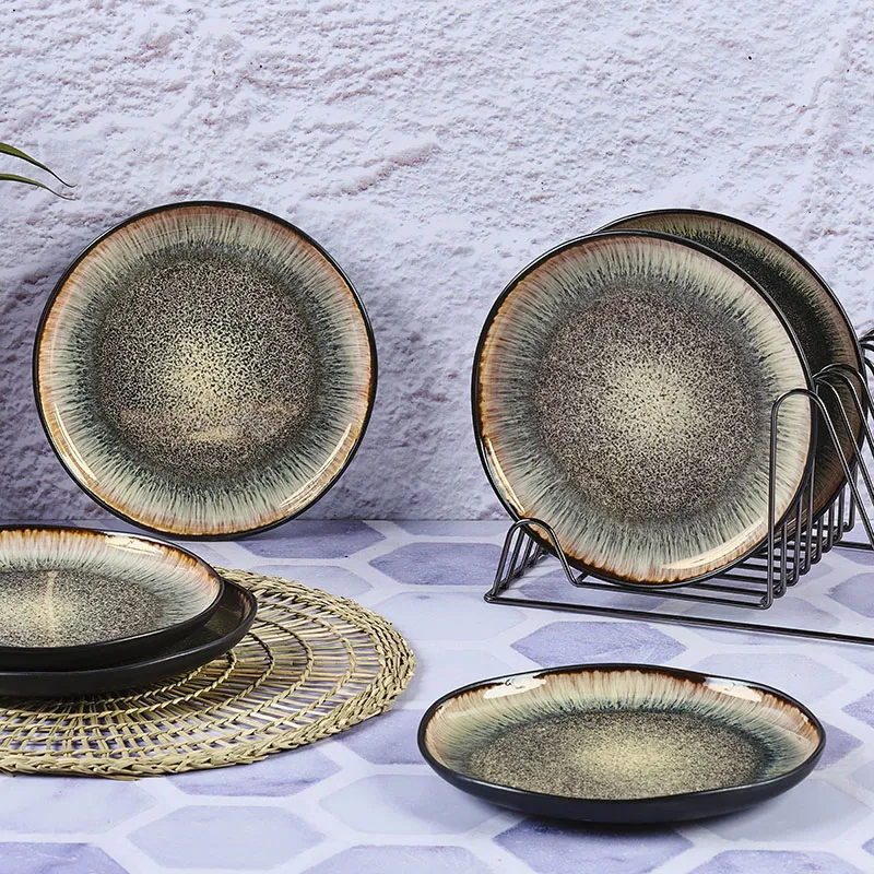6 Assiettes Iris Marron sauvage-1