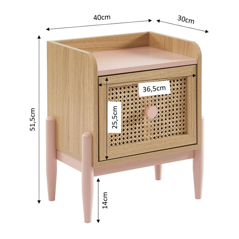 Table de chevet Pablo Rose - 40x30x51,5cm-4