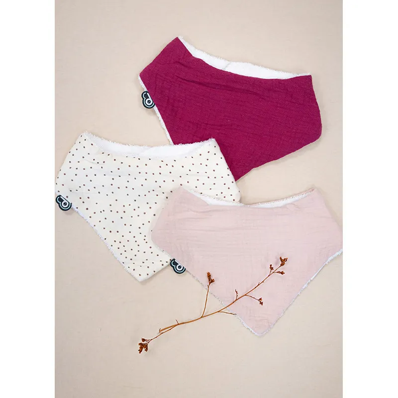 2 Bavoirs bandana Mousseline Grenadine/Pois-1