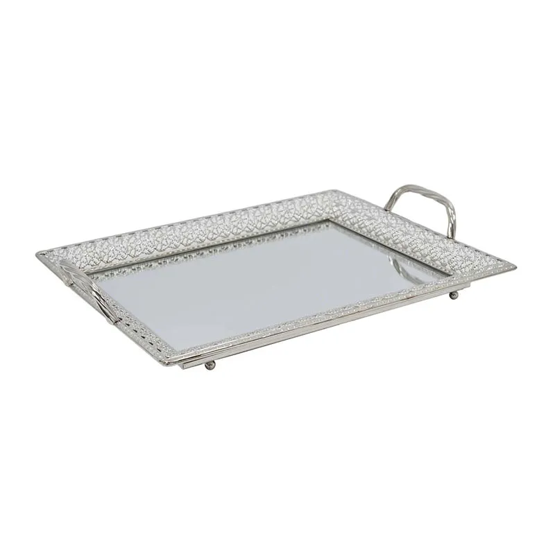Plateau de service avec miroir & poignées - 42cm-0