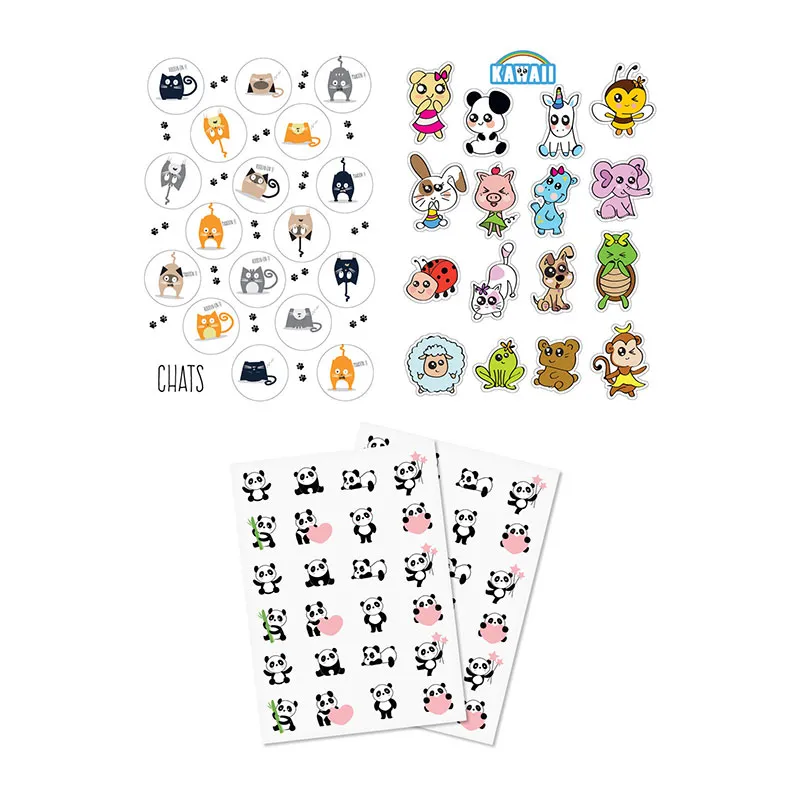 Gommettes Chat, Pandas & Animaux Kawai - 178pcs-0
