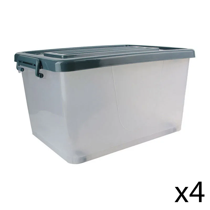 4 Boîtes de rangement 60L Gris - 40x57x31cm-0