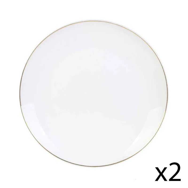 2 Assiettes liseré Blanc/Doré - Ø20cm-0