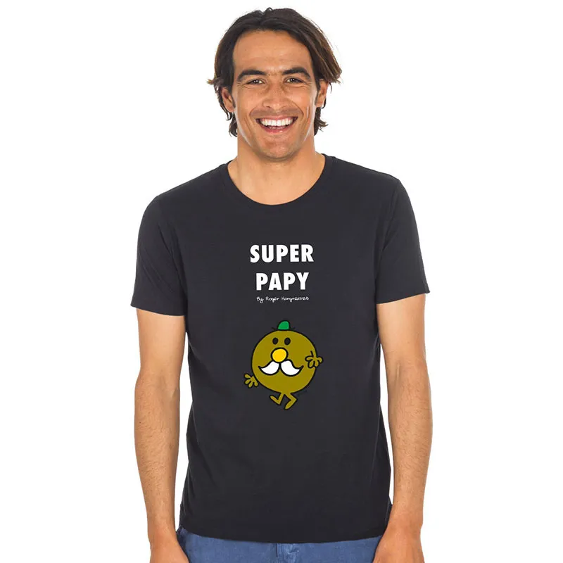 T-shirt Homme Super papy mrmme BIO - Noir-0