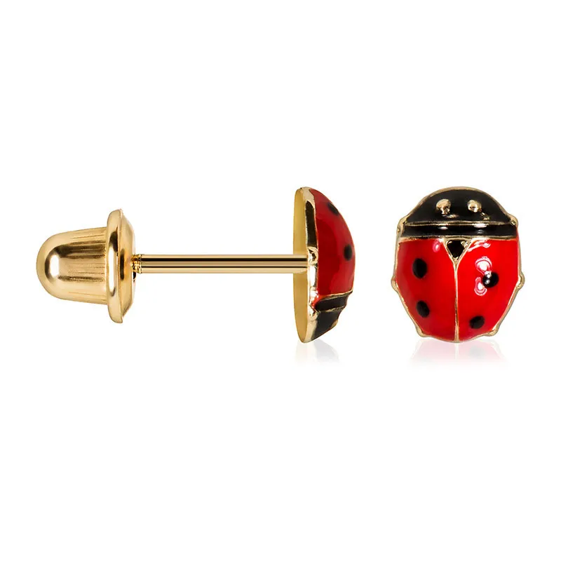 Puces d'oreilles enfant Happy coccinelle - Or Jaune 375/1000-0