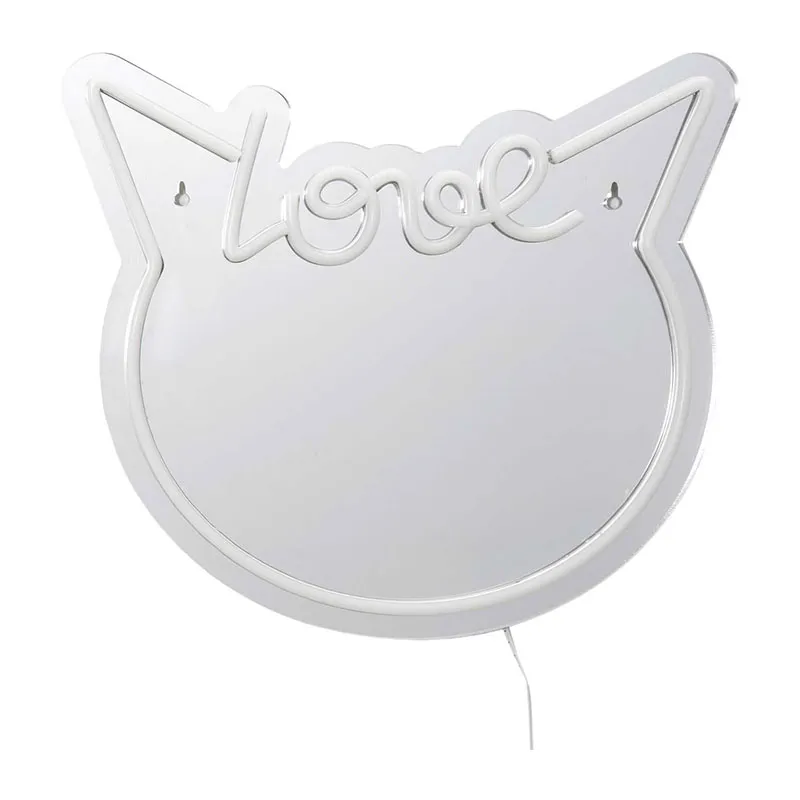 Miroir LED effet Néon Chat Kawaii - 23x30x2cm-1