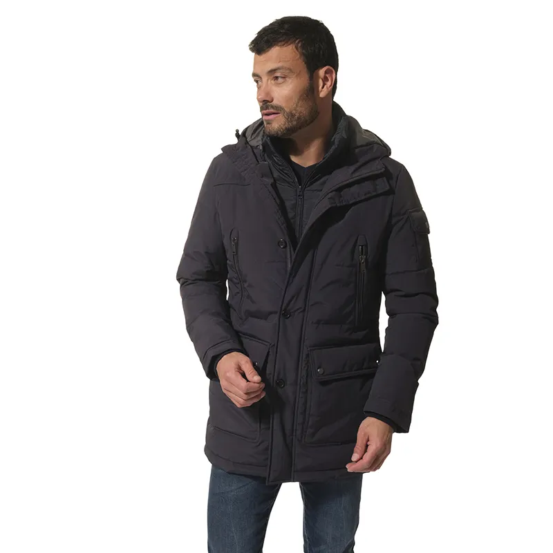 Manteau doublé doudoune - Marine-0