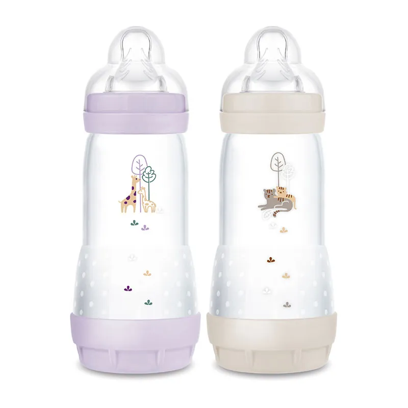 2 Biberons Easy Start anti-colique 320ml Tétine 3 - Lilas/Sable-0
