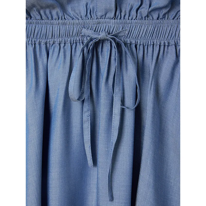 Robe courte de grossesse tencel - Bleu-2
