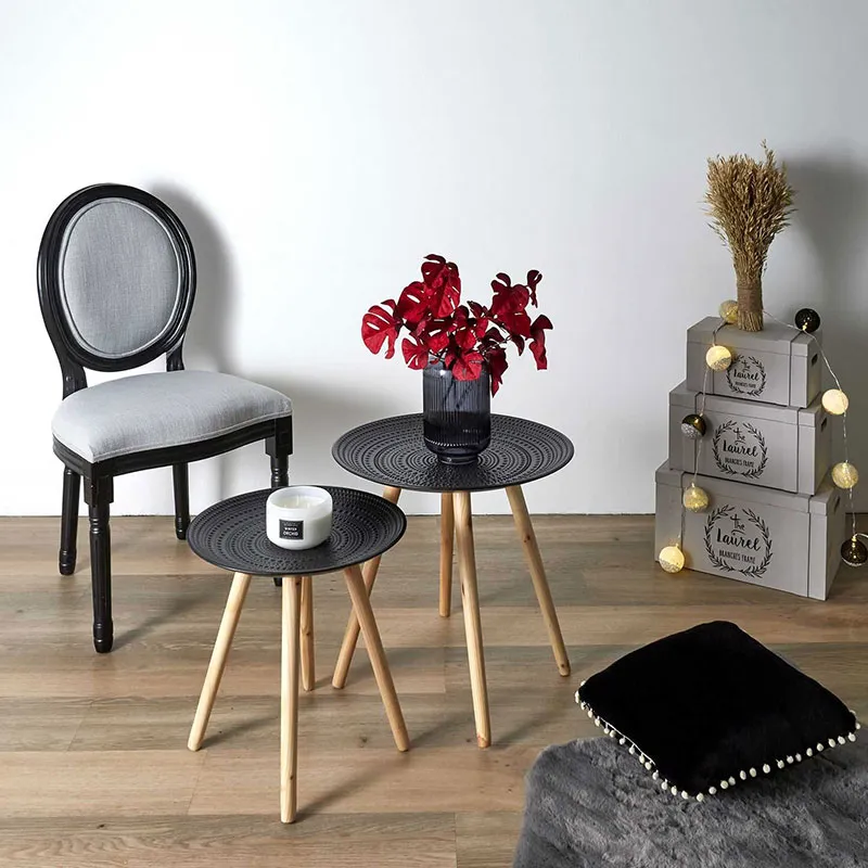 Table gigogne Ronde Noir - 49,5x49,5x42,5cm-7