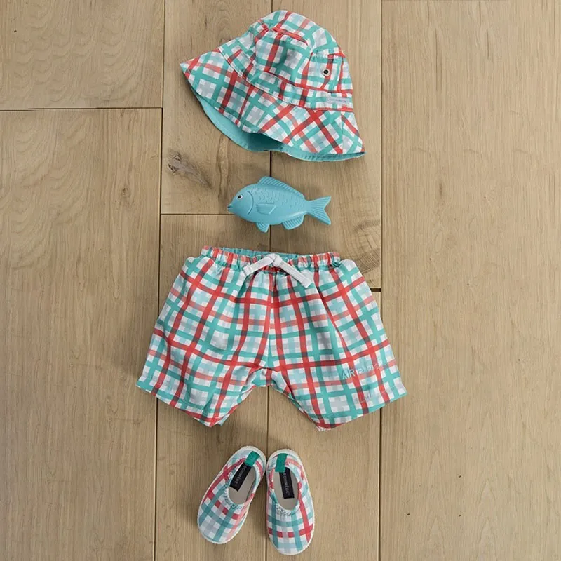 Short de bain Carreaux - Bleu/Rouge/Blanc-2
