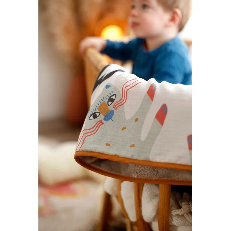 Plaid gaze de coton Cat Power Boy  - 100x120cm-1